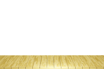 Wooden table, wood table top front view 3d render isolated