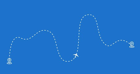 travel flying route destination. tourism and travel concept. Travel on airplane map. air plane flight route with start point. line trace animation design 4k video