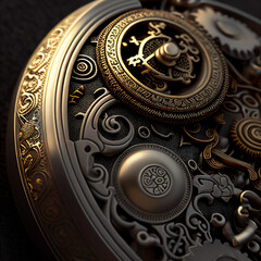 Obraz premium Metal retro clock machine illustration