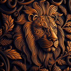 Lion pattern design. Generative ai.