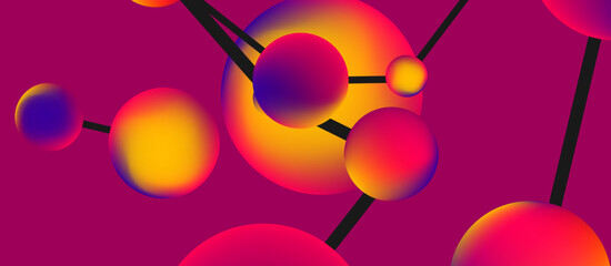 Line points connections geometric landing page background. Fluid circles and spheres with liquid gradients. Vector Illustration For Wallpaper, Banner, Background, Card, Book Illustration, landing page