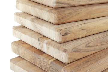 Wooden boards, a board with a seamed edge for building a house and interior decoration, on an isolated white