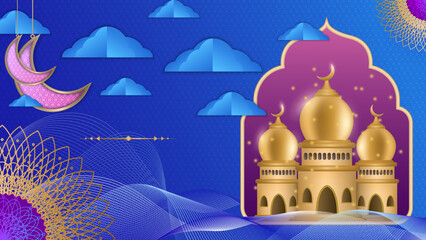 Ramadan background design with islamic decoration for greeting card. Vector illustration