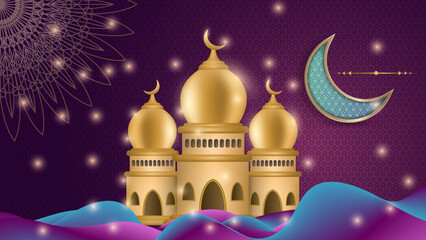 Ramadan background design with islamic decoration for greeting card. Vector illustration