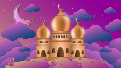 Ramadan background design with islamic decoration for greeting card. Vector illustration