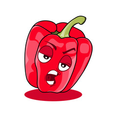Red Paprika Cartoon Character. Vector Illustration Isolated on White Background