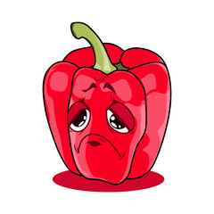 Red Paprika Cartoon Character. Vector Illustration Isolated on White Background