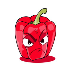 Red Paprika Cartoon Character. Vector Illustration Isolated on White Background