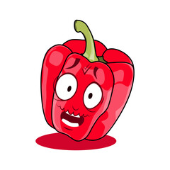 Red Paprika Cartoon Character. Vector Illustration Isolated on White Background