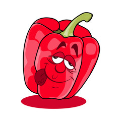Red Paprika Cartoon Character. Vector Illustration Isolated on White Background