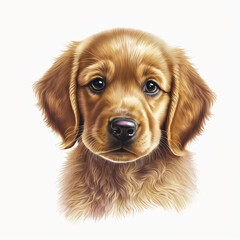 Golden retriever puppy illustration for logo or design. Generative AI.