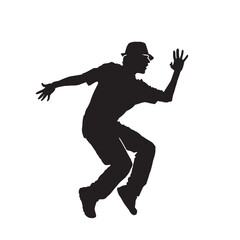 Fototapeta na wymiar Dancing street dance black silhouettes in urban style on white background, vector illustration.