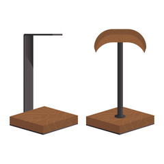 set of wooden headphone/headset stand in flat design style vector