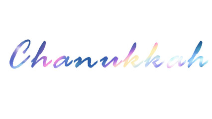 Isolated Lettering Spelling Chanukkah with Blue and Pink Gradient