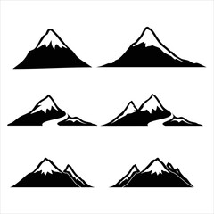 vector mountain icon shape with white background
