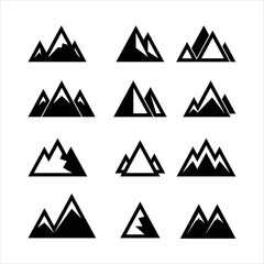 vector mountain icon shape with white background
