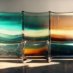 Neat and elegant design elements of abstract, exquisite and clear images of reflection and refraction of beautiful glass objects in contemporary art style generated by Ai