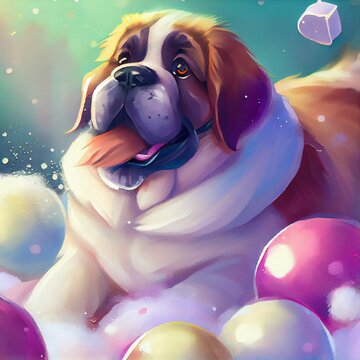 Cute Christmas St. Bernard Dog