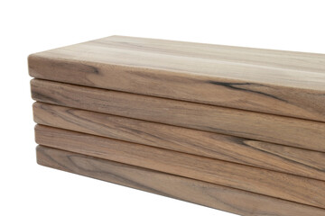 Wooden boards, a board with a seamed edge for building a house and interior decoration, on an isolated white
