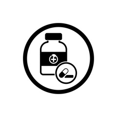 Medicine Bottle, Pill, Drug Icon