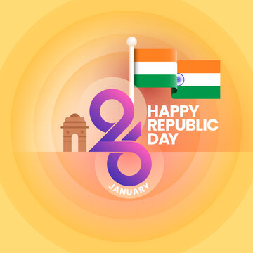 26 January India Happy Republic Day background or post banner
