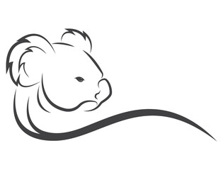 Koala bear head design isolated on transparent background. Wild Animals.