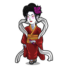 Geisha chibi mascot logo design