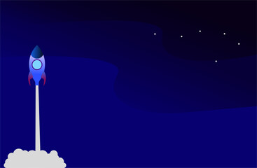 Obraz na płótnie Canvas Launch rocket with blue sky. Web design. space exploring. vector illustration