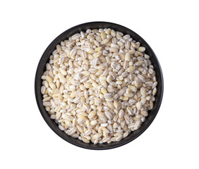 pearl barley in black bowl isolated on transparent png
