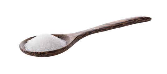 white sugar in wooden spoon on transparent png