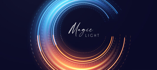 Motion light effect. Shining magic background and liquid speed light