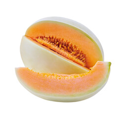 fresh honeydew melon with slice isolated on transparent png