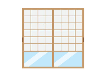障子のイラスト（ガラス）