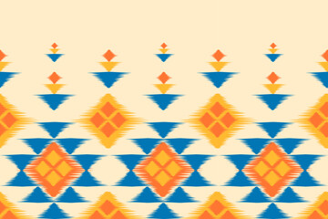 Abstract ethnic ikat background. Geometric seamless pattern in tribal. Fabric Indian style. Design for wallpaper, vector illustration, fabric, clothing, carpet, textile, batik, embroidery.