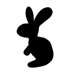 Silhouette rabbit on white background