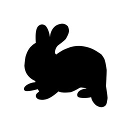 Silhouette rabbit on white background