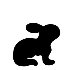 Silhouette rabbit on white background