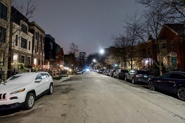 Old Town Chicago at Night at Christmas