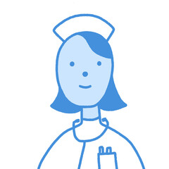 ナースの人物イラスト　医療　看護婦　看護師　介護士　病院　医療スタッフ　女性 セミロング　黒髪　黒人　褐色人種　アジア人 