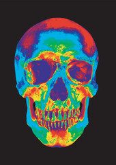 Thermal Skull vector art illustration digital print technology for design, T-shirt, poster, banner