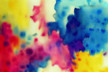 Obraz premium bright rainbow-colored watercolor paints isolated on white paper. Abstract colorful watercolor for background. Colorful Watercolor. Grunge texture background.
