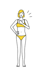 胸を叩く下着姿の女性、脱毛やエステサロンのイメージ