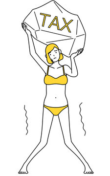 woman struggles under tax burden clip art preview