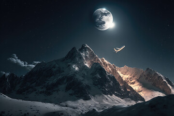 Generative AI : the moon rising above Mount Everest	
 - obrazy, fototapety, plakaty