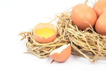 Eggs isolated on white background. eggs are natural gifts. Rich in nutrients. This can be used as a business card background and can be used as an advertising image.