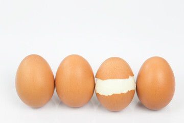 Eggs and egg yolk on the White background. This can be used as a business card background and can be used as an advertising image.