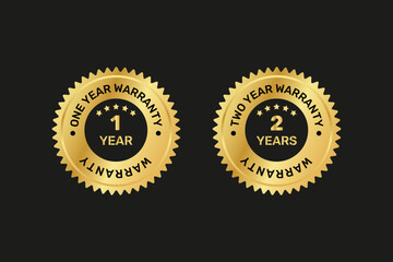 One year and Two years warranty black gold stamp