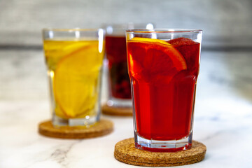 Set of fruit hot drinks