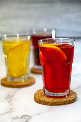 Set of fruit hot drinks