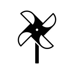 Icon of paper windmill propeler with stick